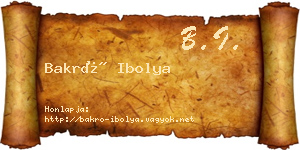 Bakró Ibolya névjegykártya